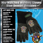 Blue Demon Zombie Mis-Matched Welding Gloves #BDZOMBIE